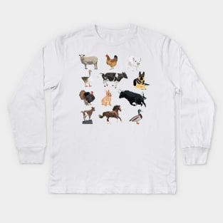Farm Animals Pattern Kids Long Sleeve T-Shirt